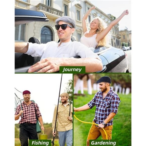 12 Pieces Newsboy Hat for Men, Flat Caps Bulk Driving Cabbie Hunting Hat - Picture 7 of 7